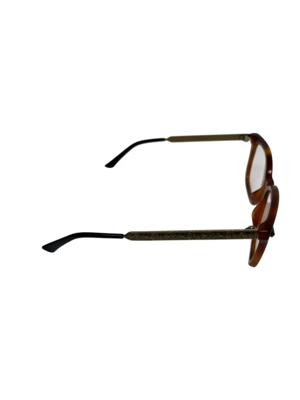 Gucci GG0218O 003 51mm Brown Havana Antique Gold Eyeglasses RX Frames Italy New